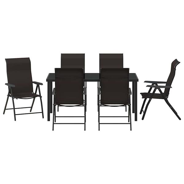 Grote foto vidaxl tuin eetset in hoogte verstelbaar 7 pcs zwarte koffie poly riet tuin en terras tuinmeubelen