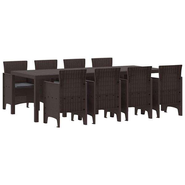 Grote foto vidaxl tuin eetset 9 pcs bruin polt riet tuin en terras tuinmeubelen