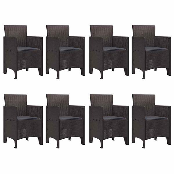 Grote foto vidaxl tuin eetset 9 pcs bruin polt riet tuin en terras tuinmeubelen