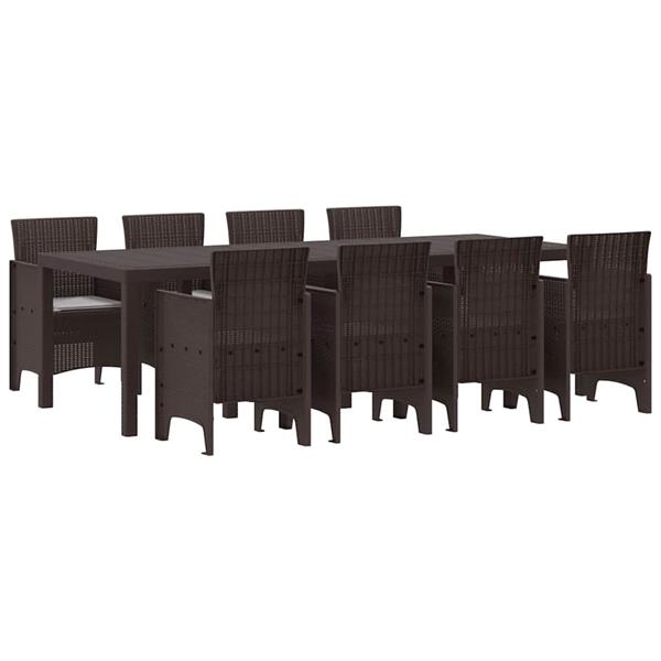 Grote foto vidaxl tuin eetset 9 pcs bruin polt riet tuin en terras tuinmeubelen