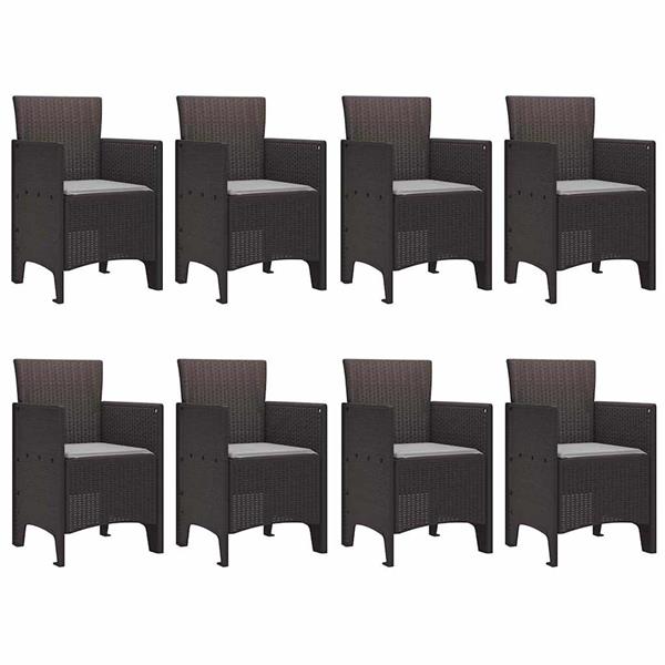 Grote foto vidaxl tuin eetset 9 pcs bruin polt riet tuin en terras tuinmeubelen