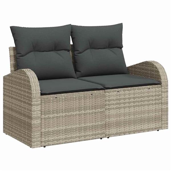 Grote foto vidaxl tuin sofa set met kussen 4 pcs lichtgrijs poly riet tuin en terras tuinmeubelen
