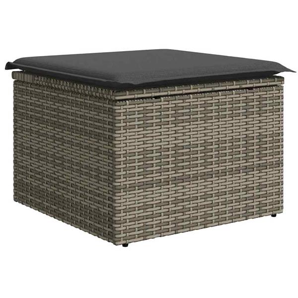 Grote foto vidaxl tuin sofa set met kussen 4 pcs grijs poly riet tuin en terras tuinmeubelen