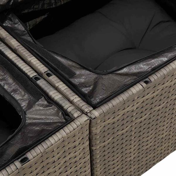 Grote foto vidaxl tuin sofa set met kussen 4 pcs grijs poly riet tuin en terras tuinmeubelen