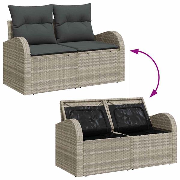 Grote foto vidaxl tuin sofa set met kussen 3 pcs lichtgrijs poly riet tuin en terras tuinmeubelen