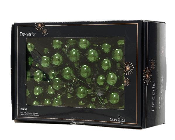 Grote foto balletjes op draad 2 cm dennengroen glans doos 144 stuks kerstballen verzamelen overige verzamelingen