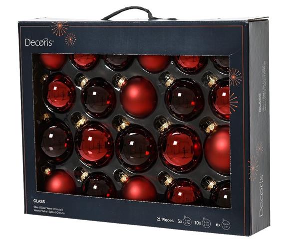Grote foto kerstballen glas ossenbloedrood 7 cm set van 21 verzamelen overige verzamelingen
