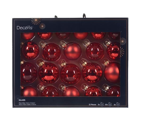 Grote foto kerstballen glas kerstrood 7 cm set van 21 verzamelen overige verzamelingen