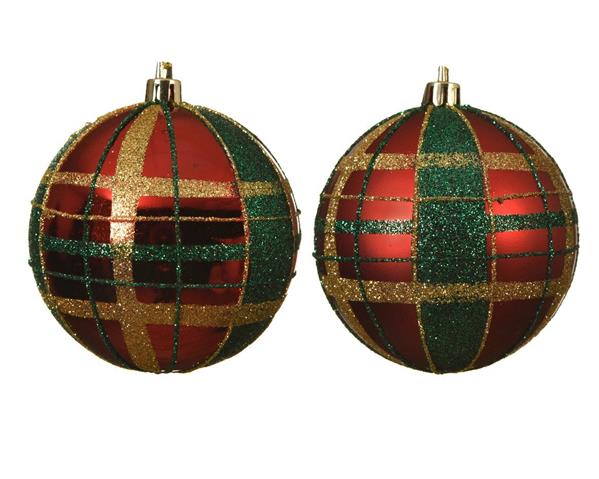 Grote foto kerstballen kunststof tartan schotseruit 8 cm per stuk supermooi bijzondere decoratie voor kerst verzamelen overige verzamelingen