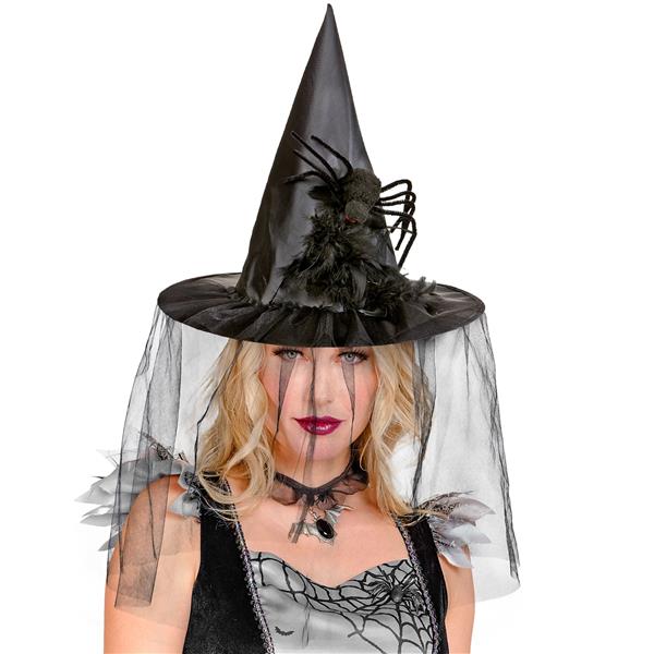 Grote foto halloween heksenhoed met sluier en spin verzamelen overige verzamelingen