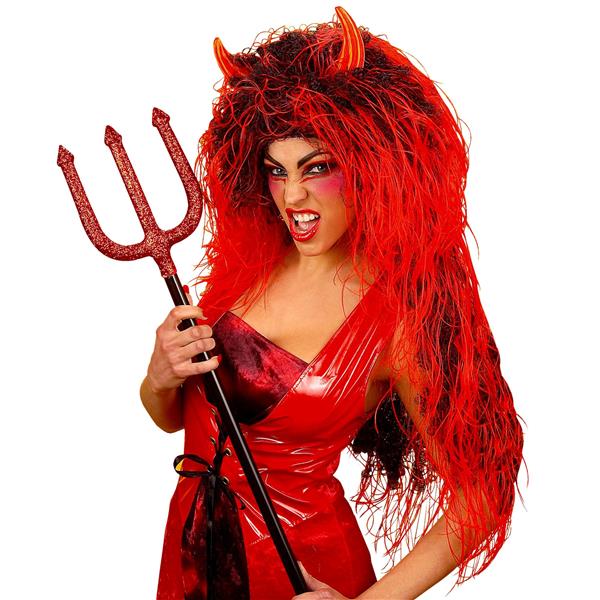 Grote foto halloween pruik rood lang haar duivel verzamelen overige verzamelingen