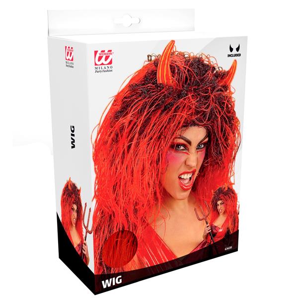 Grote foto halloween pruik rood lang haar duivel verzamelen overige verzamelingen