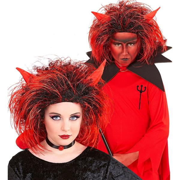 Grote foto halloween pruik rood zwart duivel verzamelen overige verzamelingen