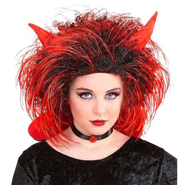 Grote foto halloween pruik rood zwart duivel verzamelen overige verzamelingen