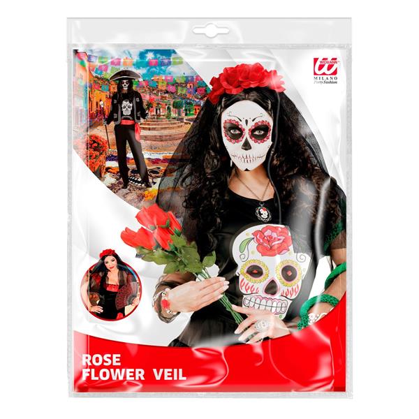 Grote foto dia de los muertos haarband sluier met rozen verzamelen overige verzamelingen