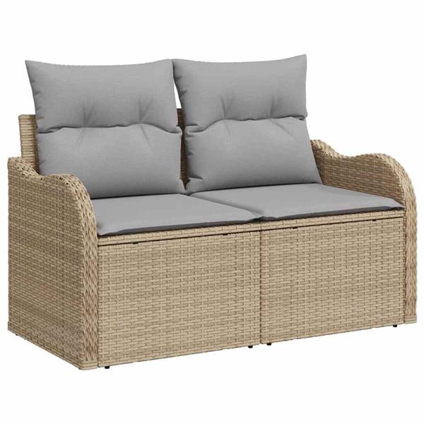 Grote foto vidaxl tuin sofa set met kussen met opslag 4 pcs beige poly riet tuin en terras tuinmeubelen
