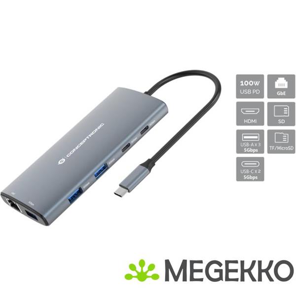 Grote foto conceptronic donn06g laptop dock poortreplicator bedraad usb 3.2 gen 1 3.1 gen 1 type c grijs computers en software overige computers en software