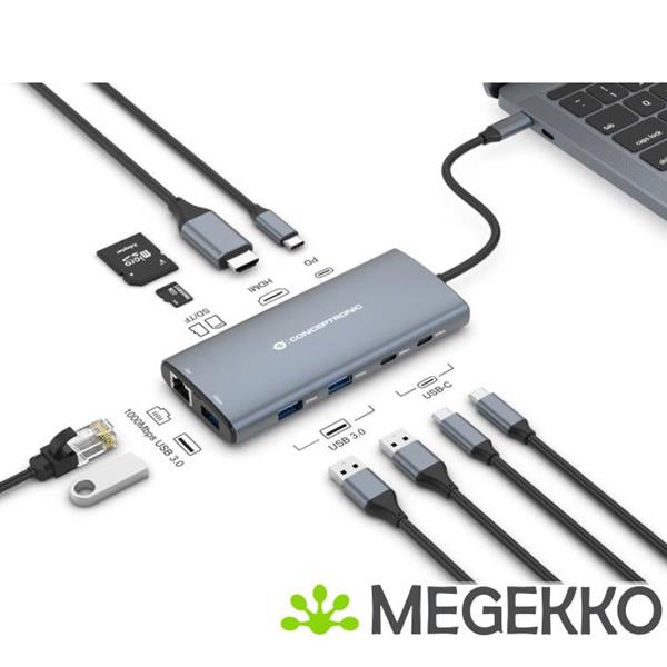 Grote foto conceptronic donn06g laptop dock poortreplicator bedraad usb 3.2 gen 1 3.1 gen 1 type c grijs computers en software overige computers en software