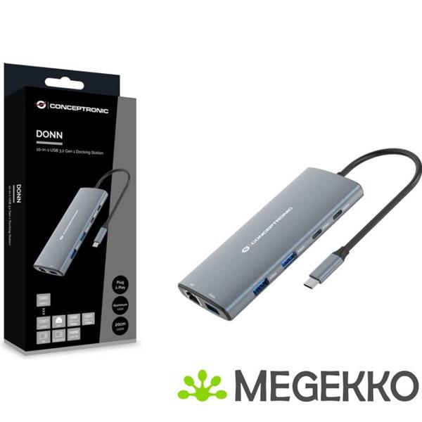 Grote foto conceptronic donn06g laptop dock poortreplicator bedraad usb 3.2 gen 1 3.1 gen 1 type c grijs computers en software overige computers en software