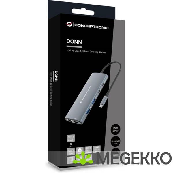 Grote foto conceptronic donn06g laptop dock poortreplicator bedraad usb 3.2 gen 1 3.1 gen 1 type c grijs computers en software overige computers en software