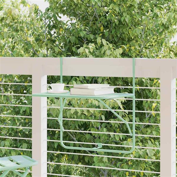 Grote foto vidaxl hangende balkon tafel mintgroen 60 x 39 x 65 cm staal tuin en terras tuinmeubelen