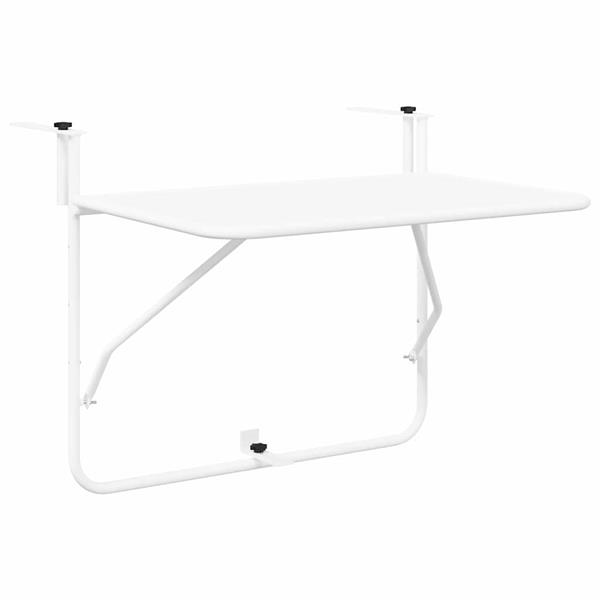 Grote foto vidaxl hangende balkon tafel wit 60 x 39 x 65 cm staal tuin en terras tuinmeubelen