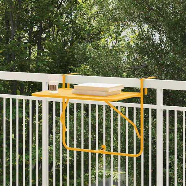 Grote foto vidaxl hangende balkon tafel geel 60 x 39 x 65 cm staal tuin en terras tuinmeubelen
