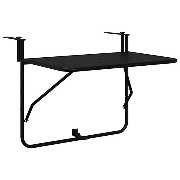 Grote foto vidaxl hangende balkon tafel zwart 60 x 39 x 65 cm staal tuin en terras tuinmeubelen
