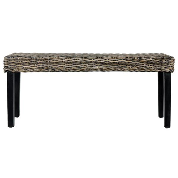 Grote foto vidaxl bankje 110 cm natuurlijk kubu rattan en massief mahoniehout zwart huis en inrichting stoelen