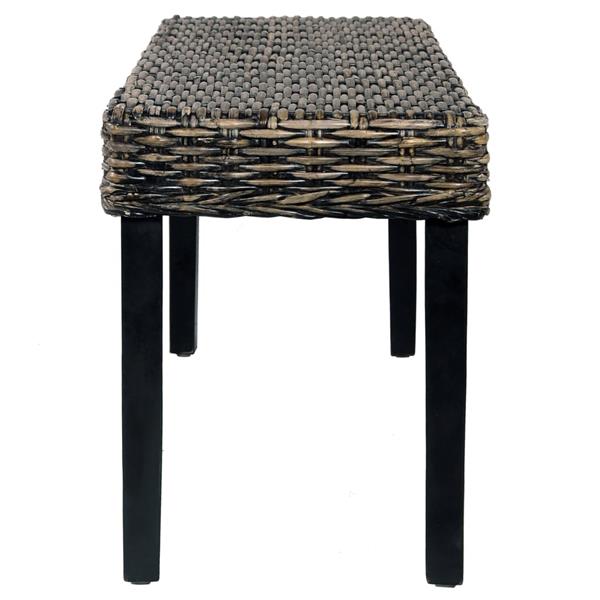 Grote foto vidaxl bankje 110 cm natuurlijk kubu rattan en massief mahoniehout zwart huis en inrichting stoelen