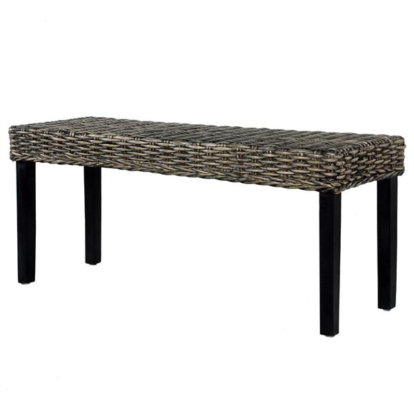 Grote foto vidaxl bankje 110 cm natuurlijk kubu rattan en massief mahoniehout zwart huis en inrichting stoelen
