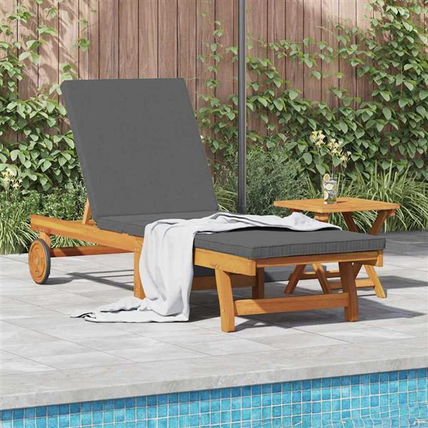 Grote foto vidaxl ligstoel met kussen bruin 63 x 199 x 85cm massief acaciahout tuin en terras tuinmeubelen