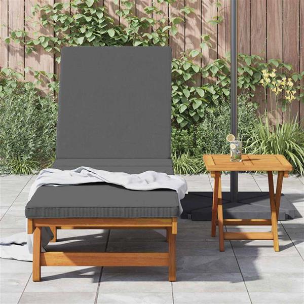 Grote foto vidaxl ligstoel met kussen bruin 63 x 199 x 85cm massief acaciahout tuin en terras tuinmeubelen