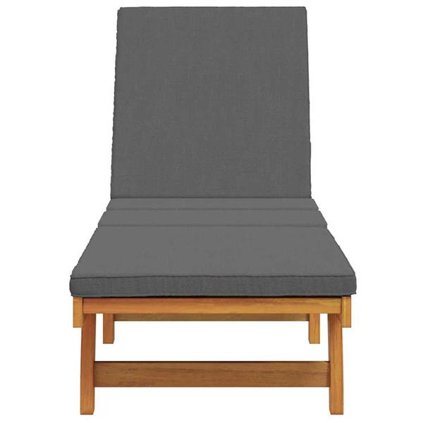 Grote foto vidaxl ligstoel met kussen bruin 63 x 199 x 85cm massief acaciahout tuin en terras tuinmeubelen