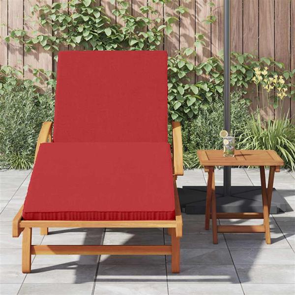 Grote foto vidaxl opvouwbaar ligbed met wielen kussen rood van massief acaciahout tuin en terras tuinmeubelen