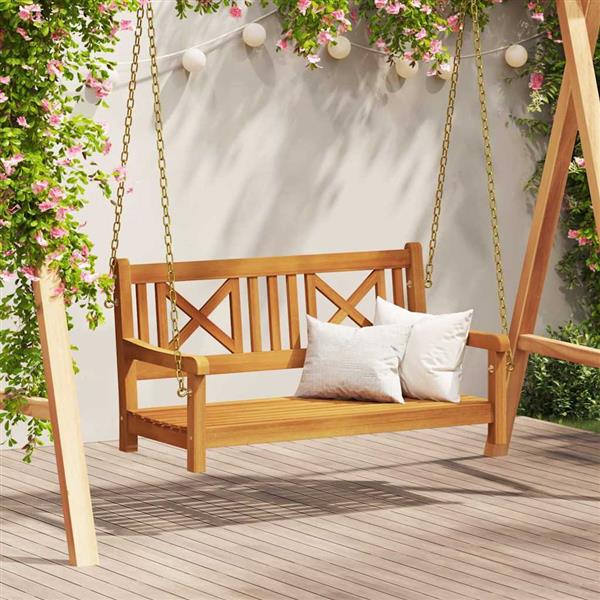 Grote foto vidaxl tuin hangbank bruin 119 x 35 x 47cm massief acaciahout tuin en terras tuinmeubelen