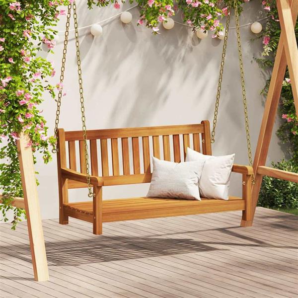 Grote foto vidaxl tuin hangbank bruin 119 x 35 x 47cm massief acaciahout tuin en terras tuinmeubelen