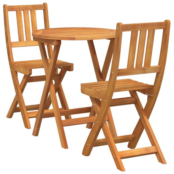 Grote foto vidaxl bistroset 3 pcs bruin massief acaciahout tuin en terras tuinmeubelen
