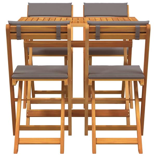 Grote foto vidaxl bistroset 5 pcs bruin massief acaciahout tuin en terras tuinmeubelen
