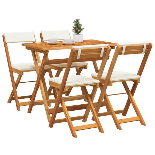 Grote foto vidaxl bistroset 5 pcs bruin massief acaciahout tuin en terras tuinmeubelen