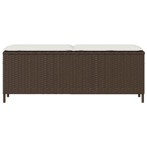 Grote foto vidaxl tuinbank met kussen 110x30x40 5 cm poly rattan bruin tuin en terras tuinmeubelen