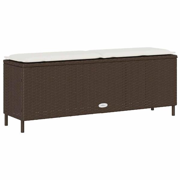 Grote foto vidaxl tuinbank met kussen 110x30x40 5 cm poly rattan bruin tuin en terras tuinmeubelen