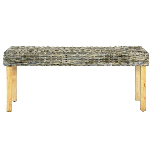 Grote foto vidaxl bankje 110 cm natuurlijk kubu rattan en massief mahoniehout huis en inrichting stoelen
