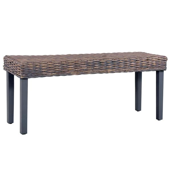 Grote foto vidaxl bankje 110 cm natuurlijk kubu rattan en massief mahoniehout grijs huis en inrichting stoelen