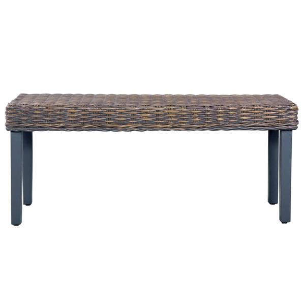 Grote foto vidaxl bankje 110 cm natuurlijk kubu rattan en massief mahoniehout grijs huis en inrichting stoelen