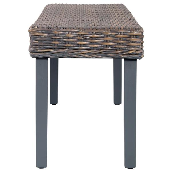 Grote foto vidaxl bankje 110 cm natuurlijk kubu rattan en massief mahoniehout grijs huis en inrichting stoelen