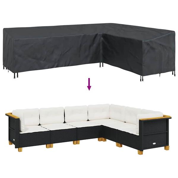 Grote foto vidaxl buitenmeubelhoes zwart 286 x 222 x 80 cm 600d stof tuin en terras tuinmeubelen
