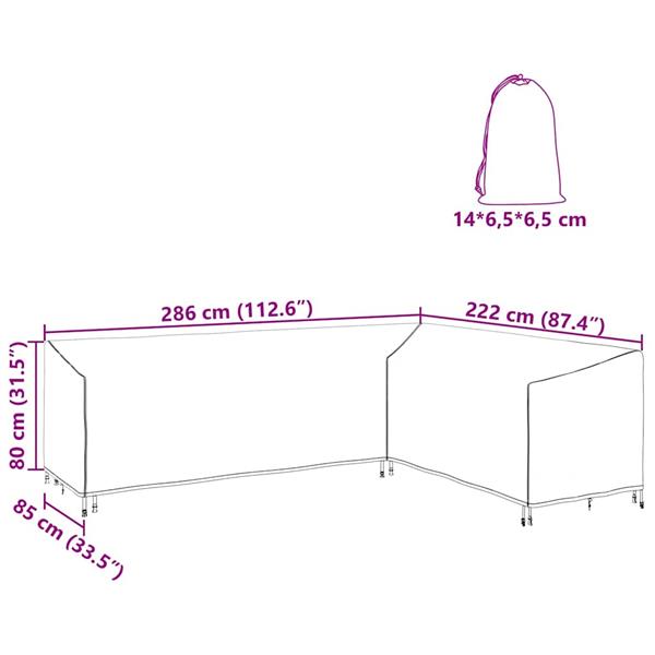 Grote foto vidaxl buitenmeubelhoes zwart 286 x 222 x 80 cm 210d stof tuin en terras tuinmeubelen