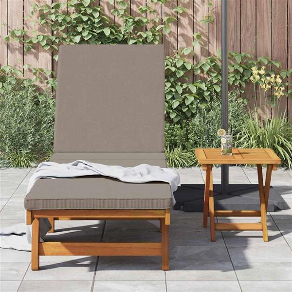 Grote foto vidaxl ligbed met wielen en kussen in taupe van massief hout tuin en terras tuinmeubelen