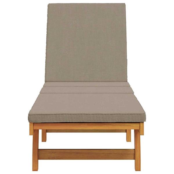 Grote foto vidaxl ligbed met wielen en kussen in taupe van massief hout tuin en terras tuinmeubelen